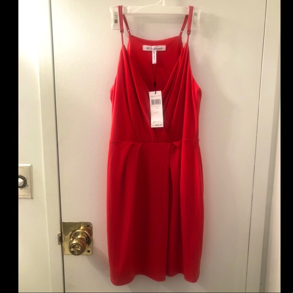 NWT BCBG Coral V-Neck Mini Dress (XS)